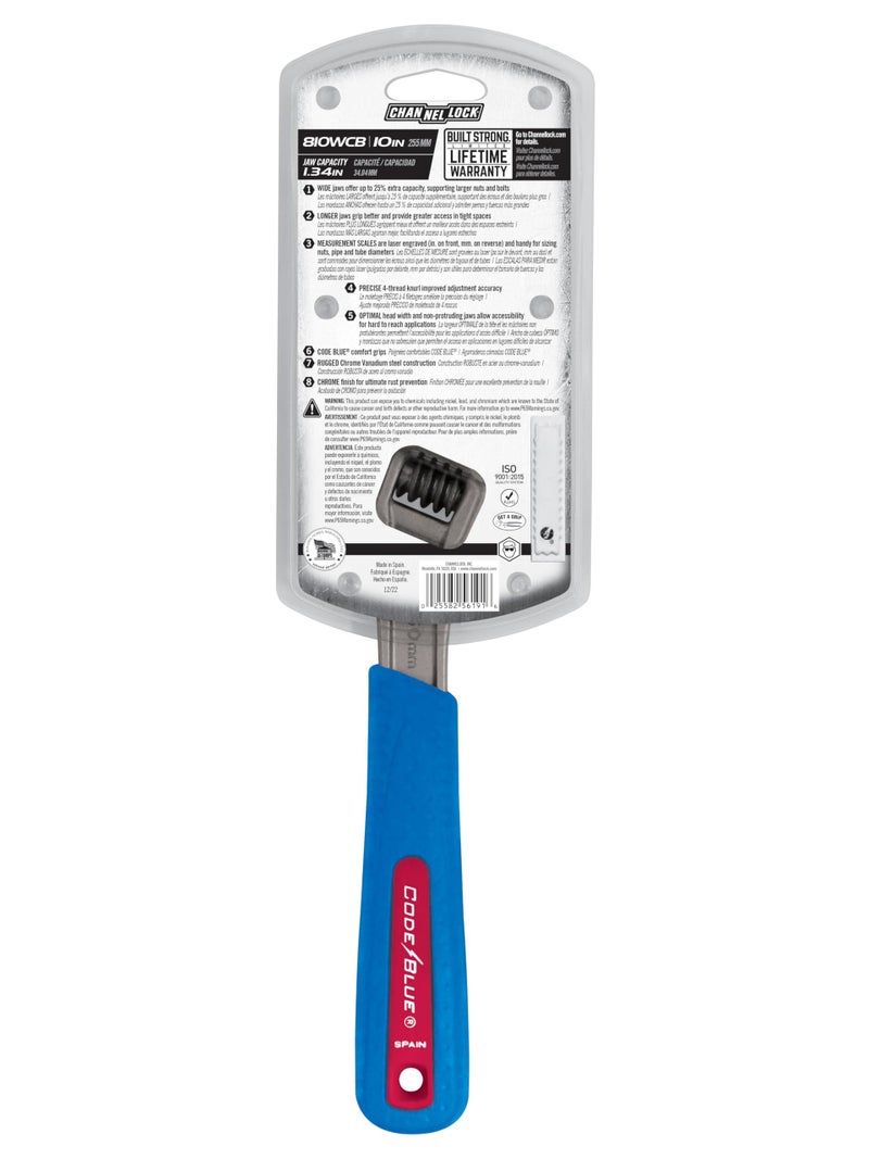 Channellock Adjustable Wrench, 10 in., Chrome, Cushion - Image 4